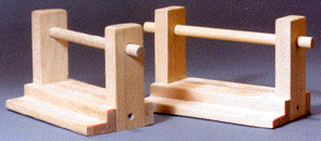 [Warp tensioning blocks with horizontal dowels]