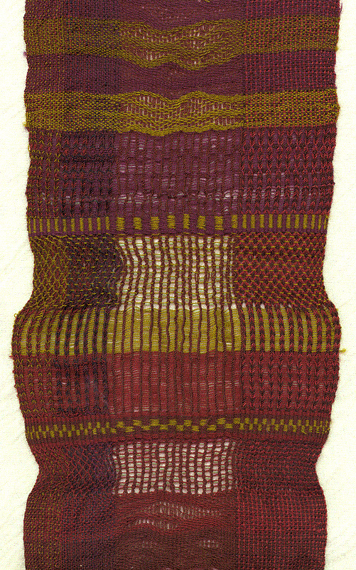 [Spaced-Out tablet weaving sample in fine worsted wool]